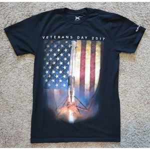 SPACEX Elon Musk Veterans Armed Forces Graphic Short Sleeve T-Shirt Size Small